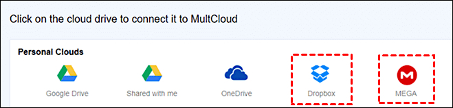 add mega and dropbox to multcloud