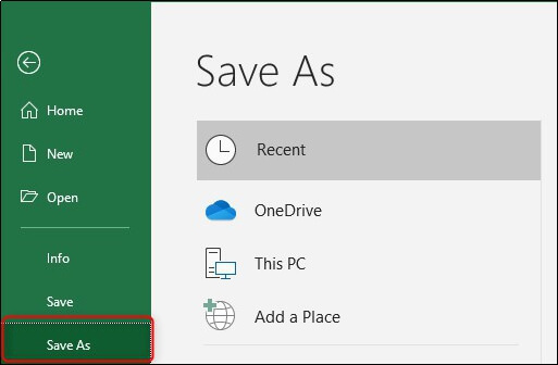 Excel Save As