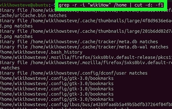 find a file in Linux with grep command 