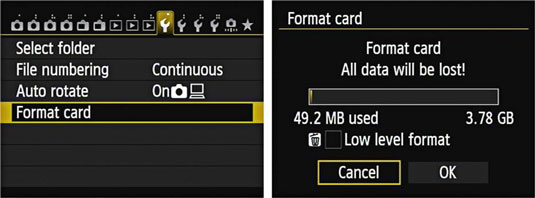 Format SD Card on Camera
