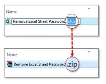 unlock excel by modifying file extension