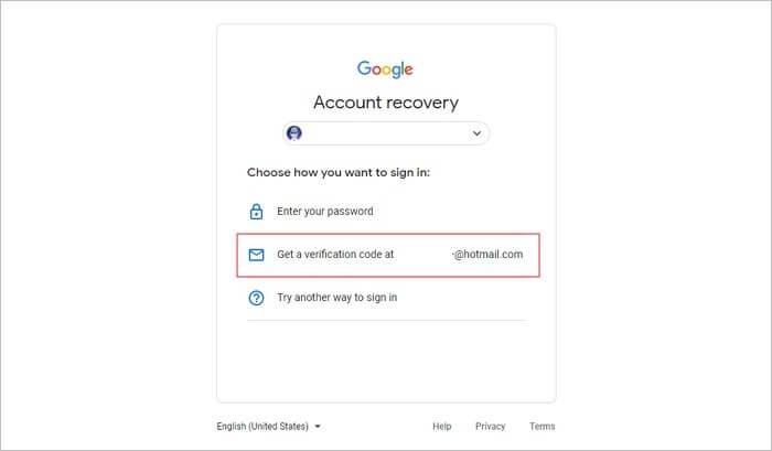 choose your recovery email option
