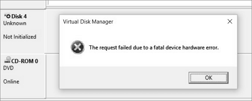 the request failed due to a fatal device hardware error