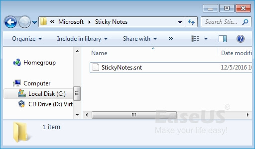 recover Sticky Notes from its backup location