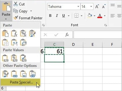 use paste special to fix Microsoft excel cannot paste the data error