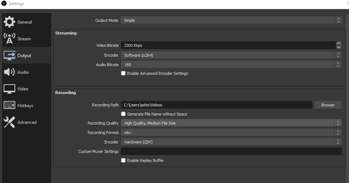Valorant Output Settings for OBS