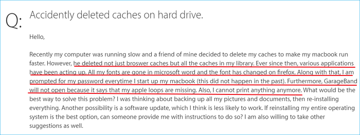 Accidentally delete cache on Mac