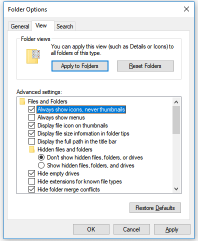 Fix Windows Explorer has stopped working - Show icons, never thumbnails