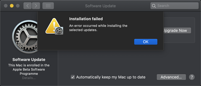macOS installation failed