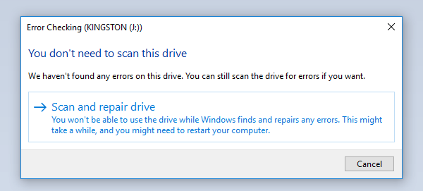 Automatically scan and repair drive- Windows free pen drive repair software