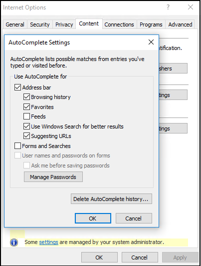 autocomplete settings