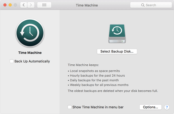 Using Time Machine to backup Mac