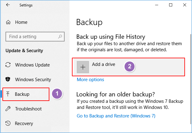 Back up using File History