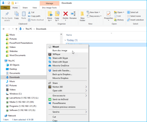 burn iso in windows explorer