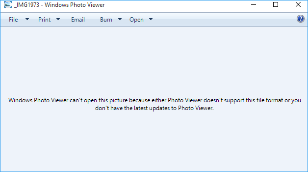 Photos file format not supported.