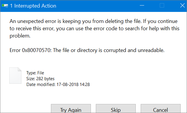 can't deleted corrupted files