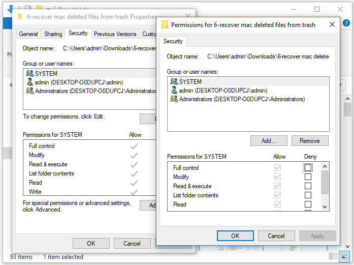 Fix Files/Folders Keeps Coming Back After Deletion - Change Permissions