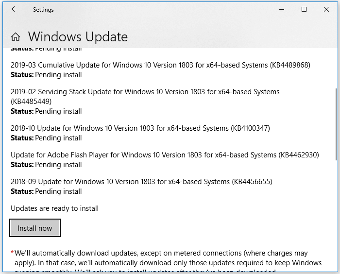 Check for and install Windows update