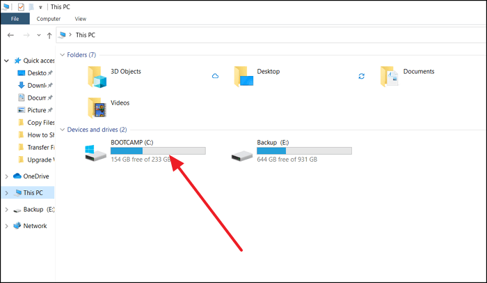 check storage space system drive