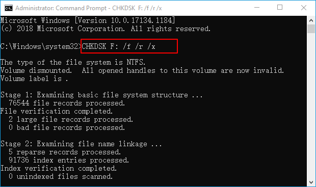 recover files using chkdsk command