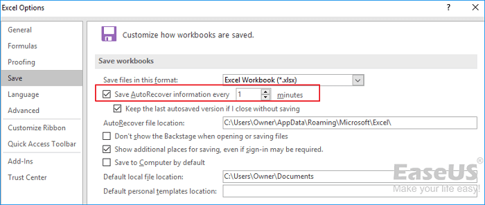 recover unsaved Excel file - 3