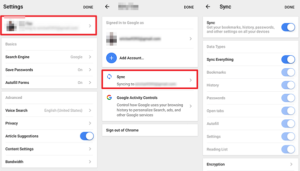 Google bookmark disappeared from Android - make it sync