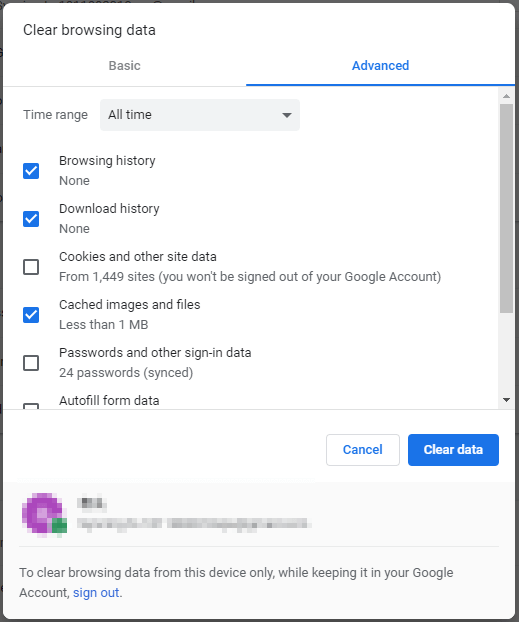 Fix Chrome not downloading files - Clear History