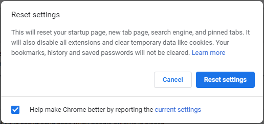 Fix Chrome won't download files - reset Chrome
