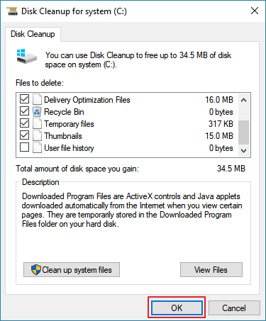 Confirm to clean C drive