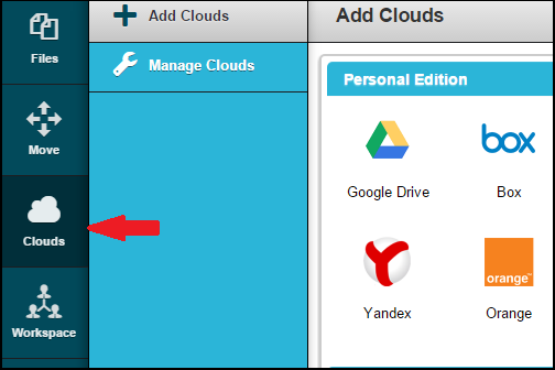 add clouds in cloudfuze