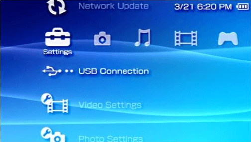 turn on usb connection on psp
