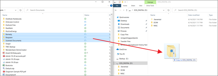 drag and drop top copy files