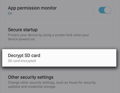 Decrypt SD card with password.