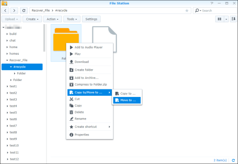 delete files store on the synology shared folders