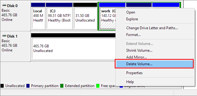 unpartition a hard drive with disk management - 2