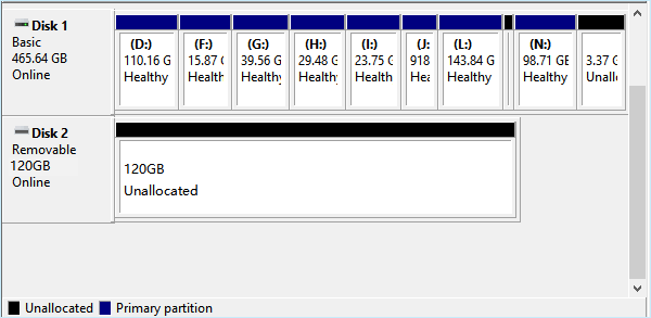Deleted volume in portable disk on Windows 10.
