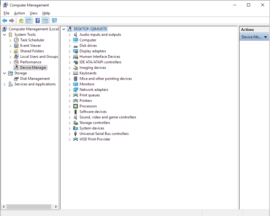 open device manager in computer management