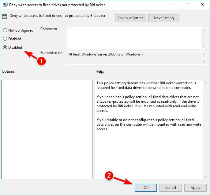 disable bitlocker in group policy step 2