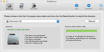 Disk Warrior software interface