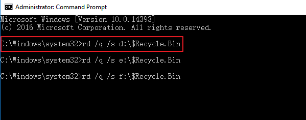 empty recycle bin in cmd