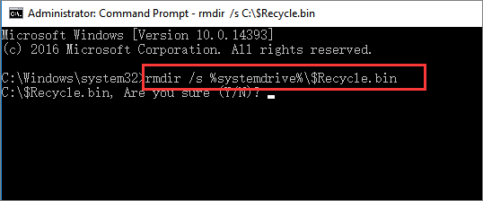 empty recycle bin with command line