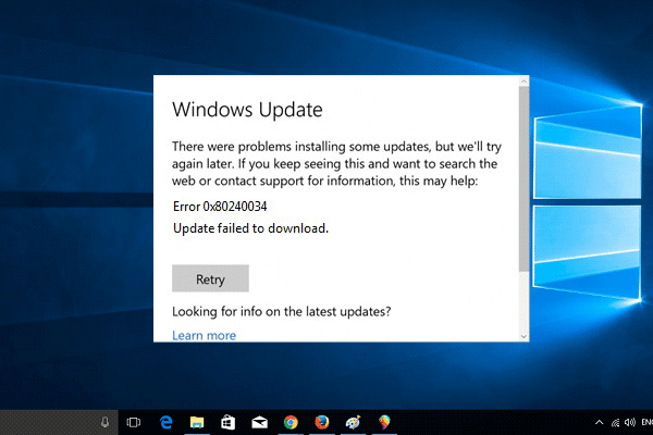 Windows update 0x80240034