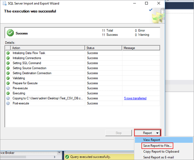  export MS SQL database to CSV