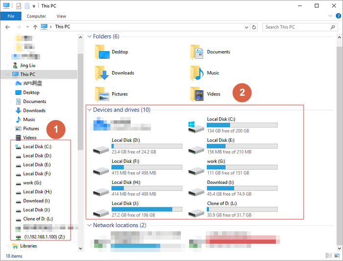 hard drive partitions in file explorer