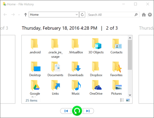 Undo Disk Cleanup from File History.