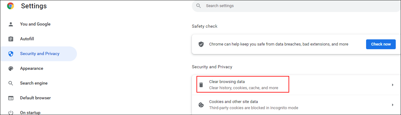 find cookies and other site data