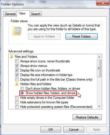 Show hidden Word document in Windows 7.