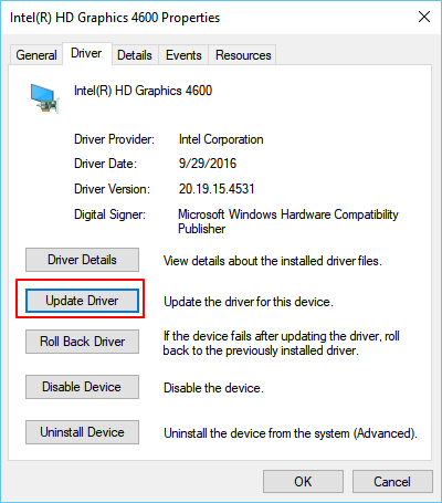 Update graphic drive driver