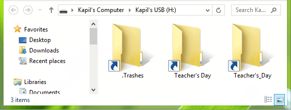Folders turned into shortcuts