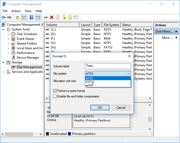format the external hard drive that cannot open -choose file system